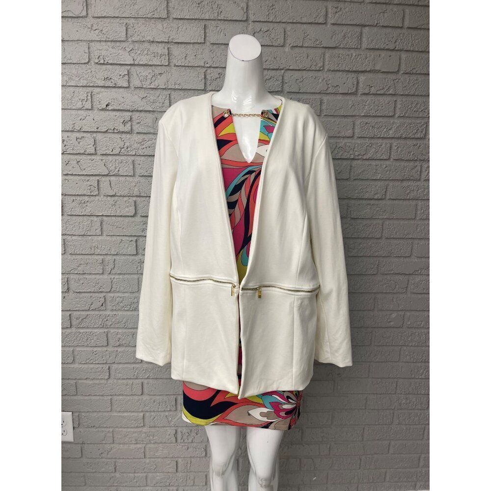 Premise Women Ivory Blazer With Zipper Detail Size 3X NWOT